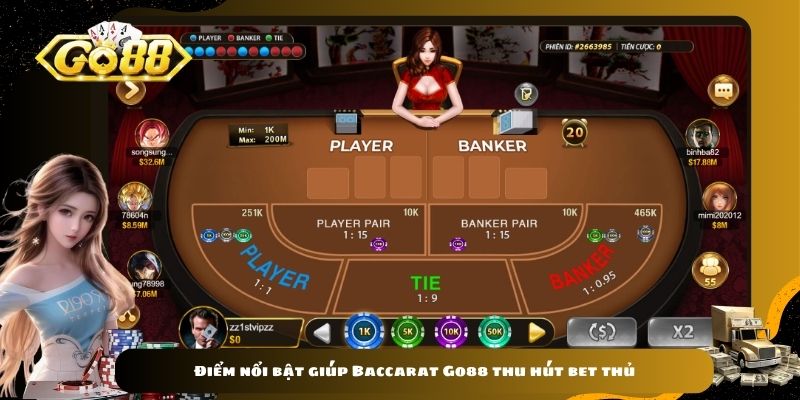 Điểm nổi bật giúp Baccarat Go88 thu hút bet thủ