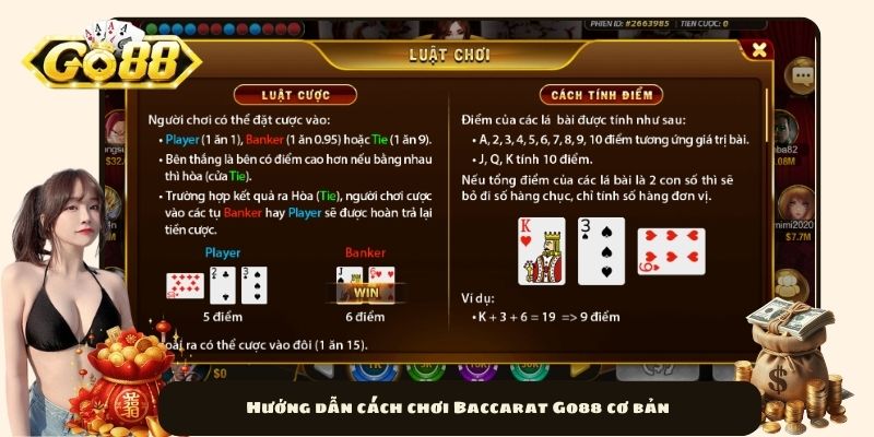 Hướng dẫn cách chơi Baccarat Go88 cơ bản 